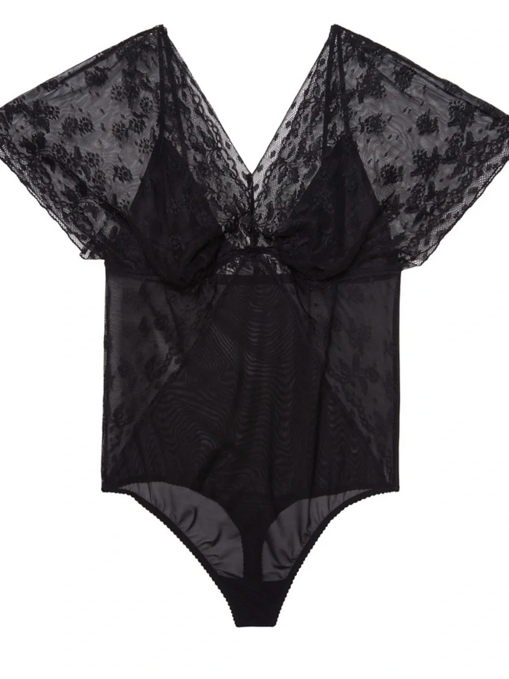 Wacoal Black Sheer Lace Plunge V-Neck Bodysuit - Picture 9 of 9